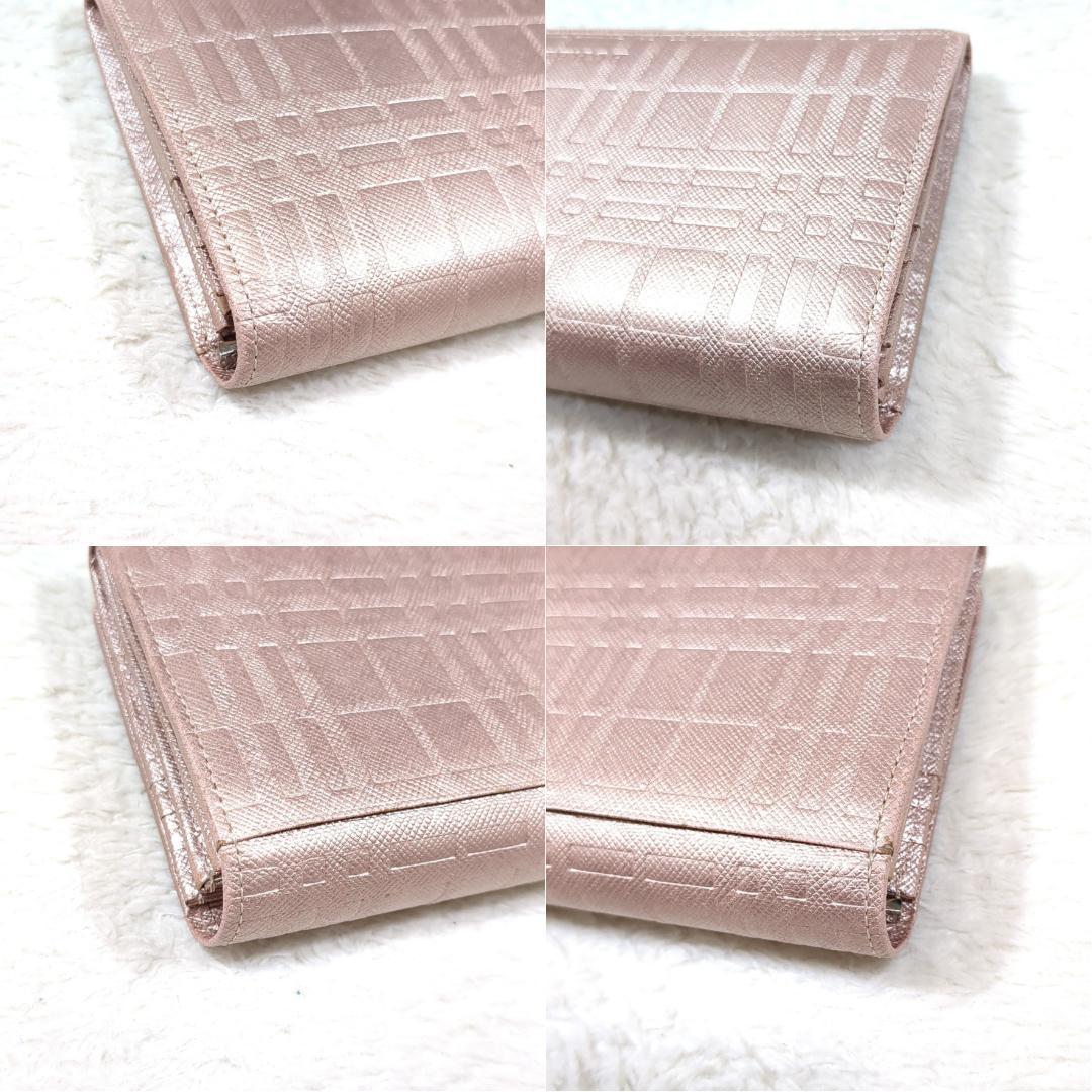 福袋 大丸 エンボスチェック 二つ折り長財布 バーバリー PVC ピンク ロゴ型押し 小物