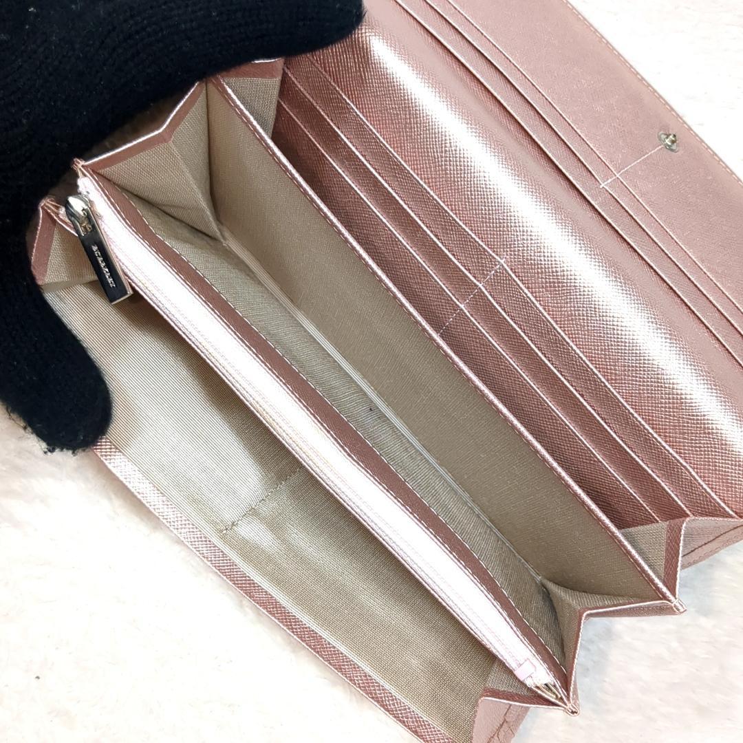 バーバリー 二つ折り長財布 エンボスチェック PVC ロゴ型押し ピンク