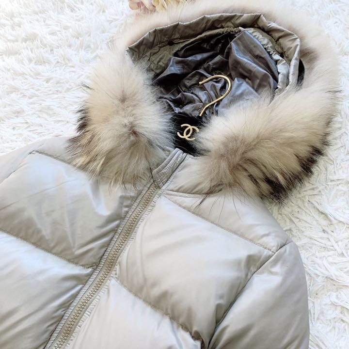 良品】DUVETICA ロングダウンコート ラクーンファー グレー 40