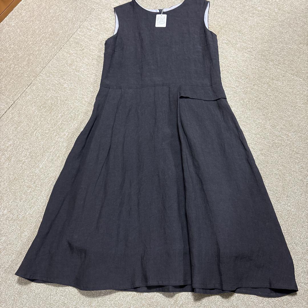 タグ付き新品　パラスパレスミモレ丈リネンワンピースフリーサイズ
