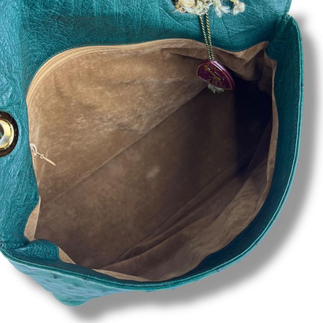 JRA ハンドバッグ グリーン エキゾチック オーストリッチ ハンドバッグ