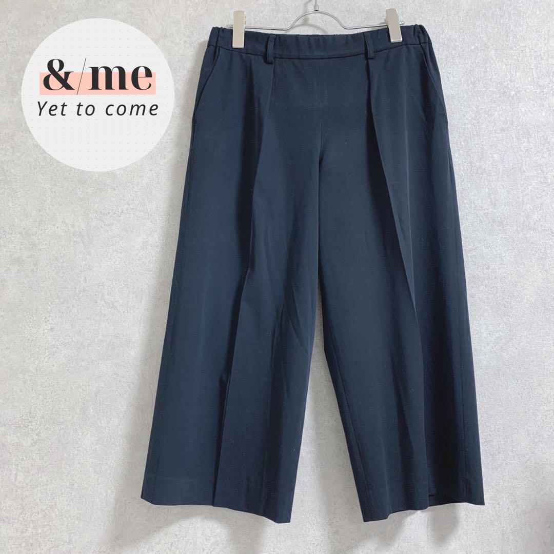 自由区　ジユウク　ワイドパンツ　クロップド　ウエストゴム　タック　センタープレス