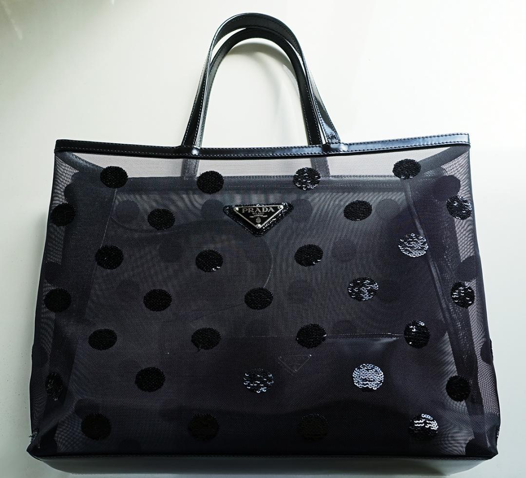 希少 PRADA ポルカドット メッシュ トートバッグ ギャランティー 希少 PRADA ポルカドット メッシュ トートバッグ ギャランティー