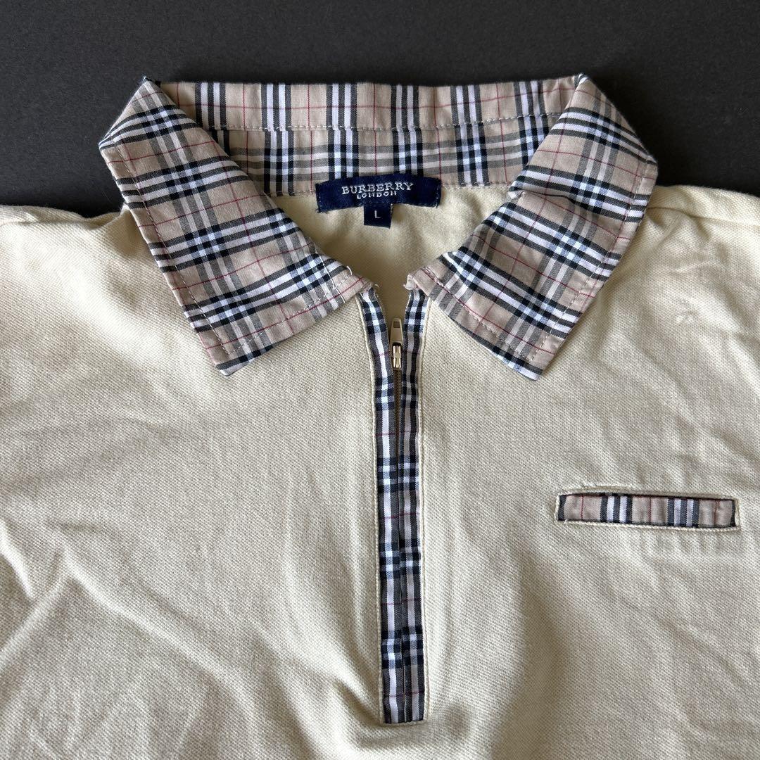 タグ付き美品 BURBERRY ベージュ ノバストライプ ポロシャツ 半袖 15 タグ付き美品 BURBERRY ベージュ ノバストライプ ポロシャツ