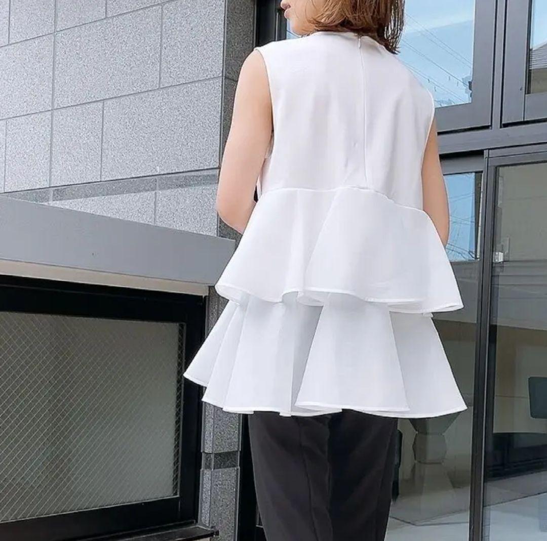 新品☆HEVE☆オーガンジーフリルトップス ホワイト