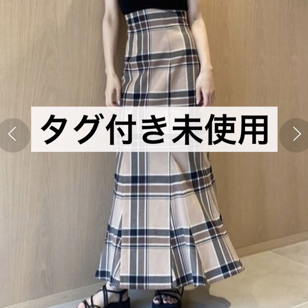 ハイウエストタイトヘムフレアチェックスカート サイズ1 タグ付き