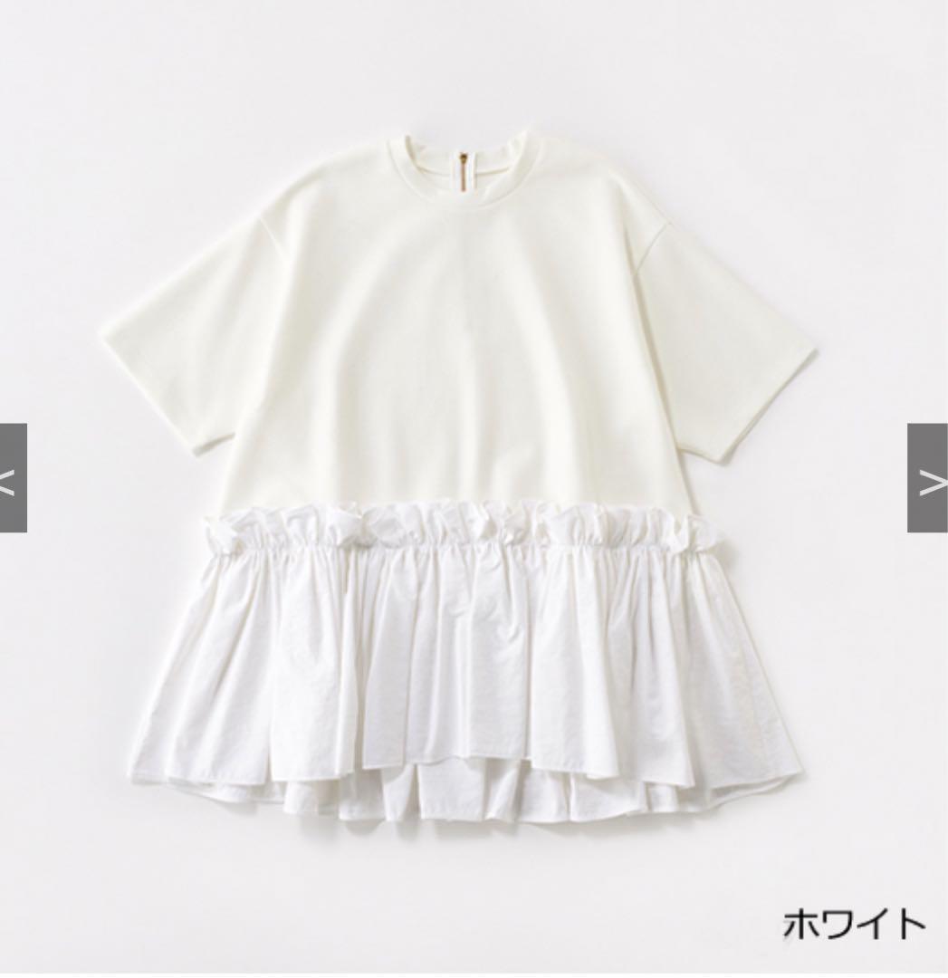スリースクエア　ペプラムコンビハーフスリーブプルオーバー