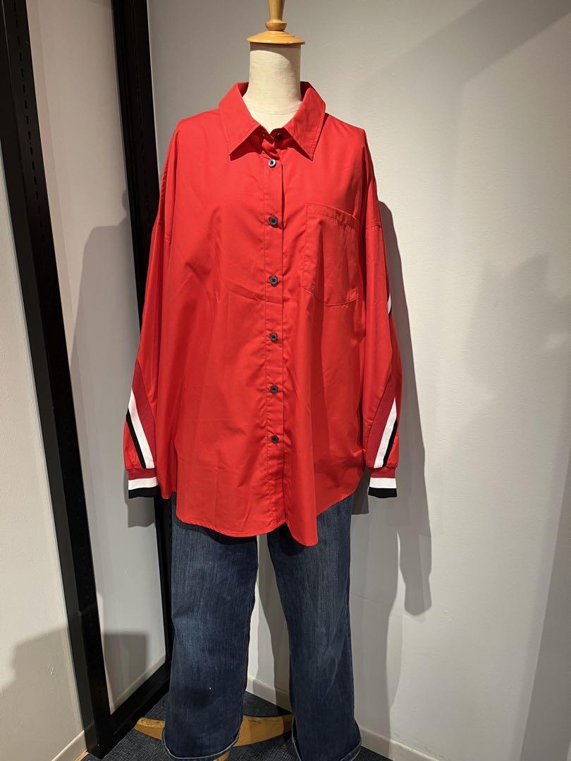 ♥️新品未使用♥️ MICALLEMICALLE レッドラインオーバーサイズシャツ