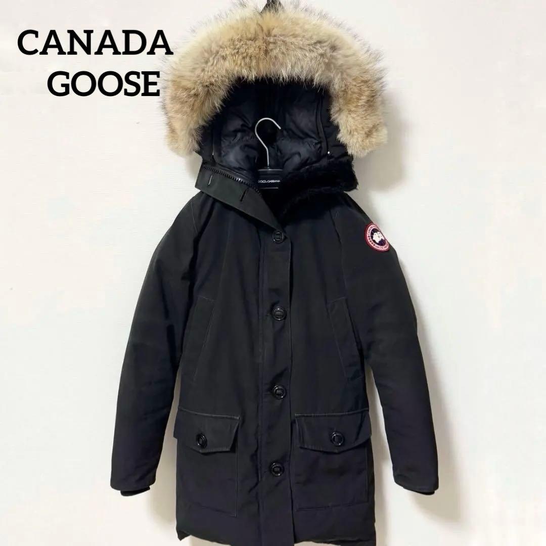 カナダグース ブロンテパーカ ブラック S コヨーテファー フード ダウンコート