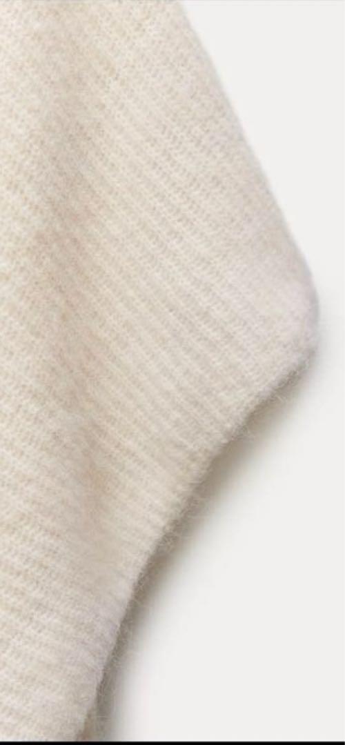 新品　ZARA アルパカブレンド フェルトテクスチャー ニットケープ ポンチョ