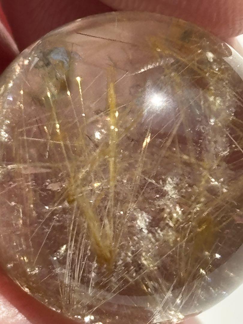 ゴールドルチルクォーツ　ミニスフィア　丸玉　天然石　虹入り