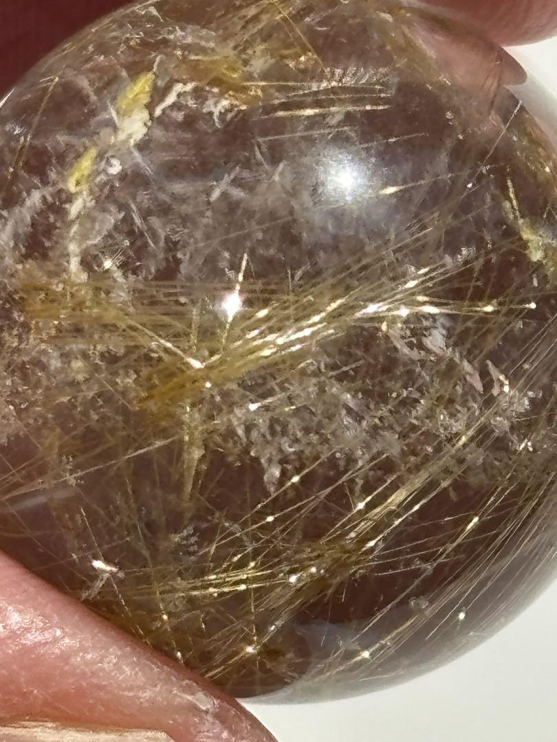 ゴールドルチルクォーツ　ミニスフィア　丸玉　天然石　虹入り