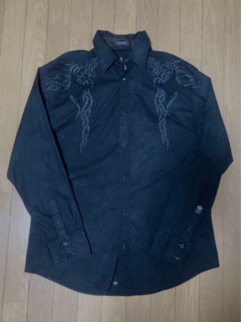 Roar トライバル刺繍シャツ y2k grungeXL LL roar