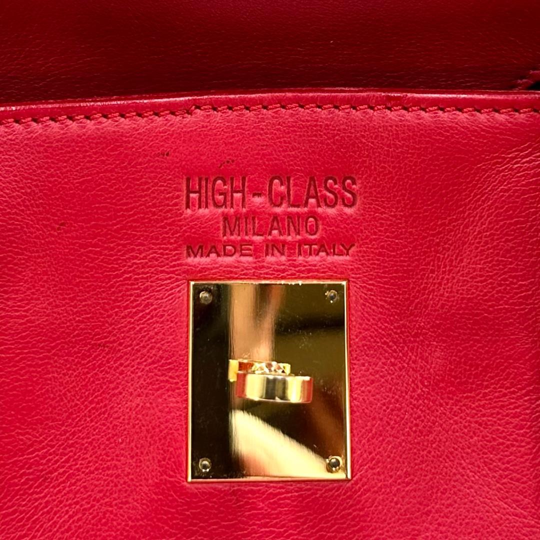 HIGH CLASS ハイクラス レザー ハンドバッグ 40 レッド 付属品あり