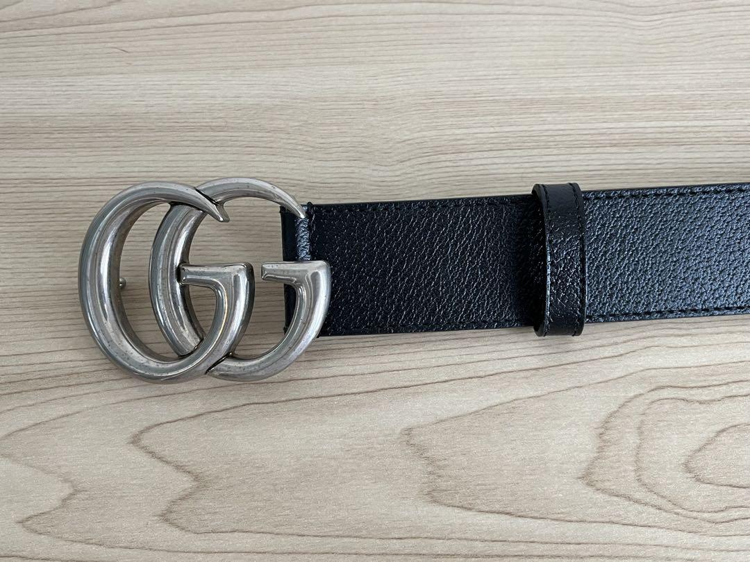 GUCCI 黒レザー GGロゴ ベルト
