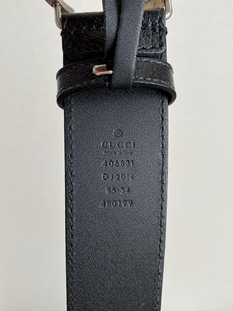 GUCCI 黒レザー GGロゴ ベルト