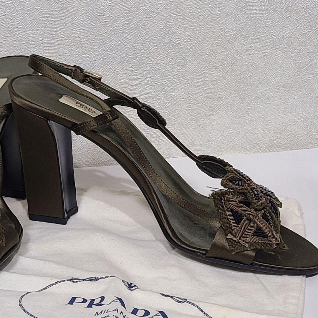 PRADA オリーブグリーン サンダル　ミュール　39 1/2