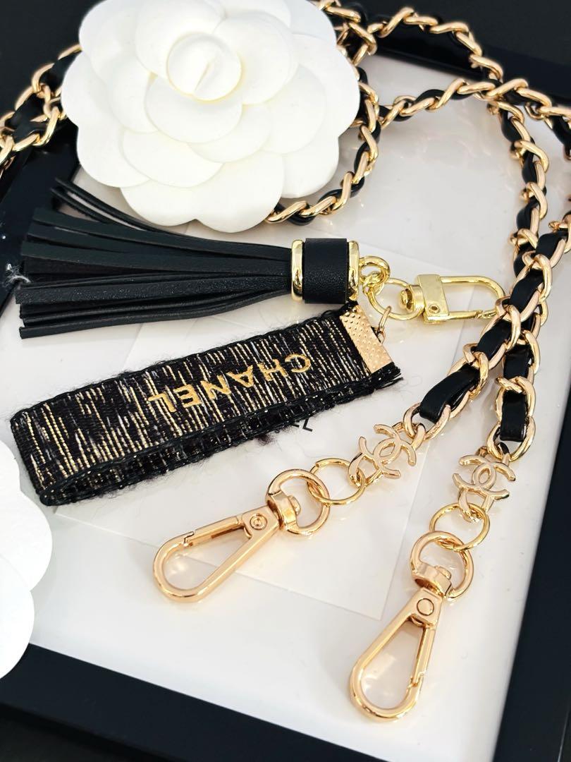 CHANELリボン【正規品】ブラック ゴールド ショルダーストラップ