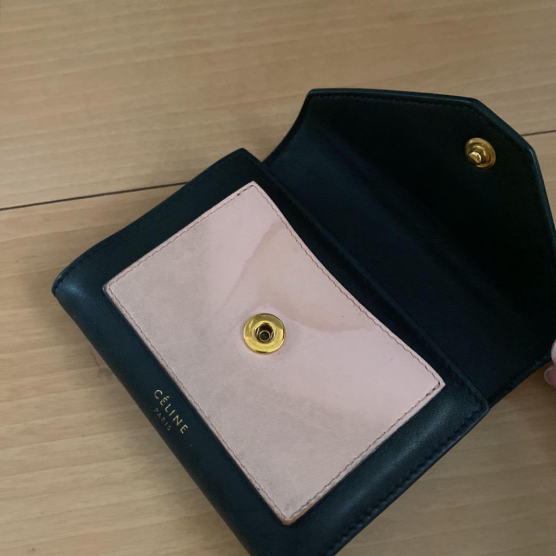 贈り物 セリーヌ 三つ折り財布 バイカラー 小物