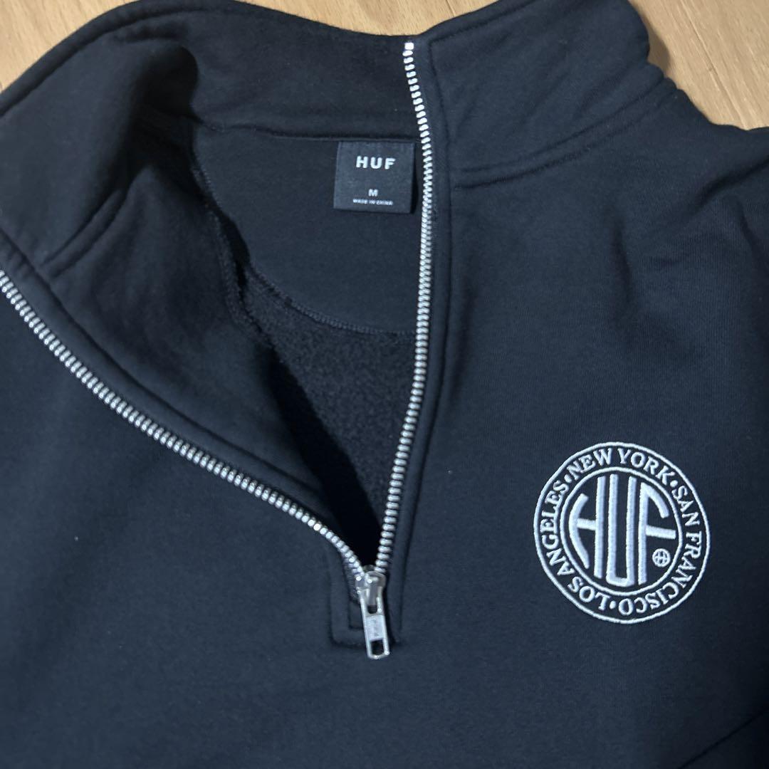 HUF ブラック ハーフジップジャージ M