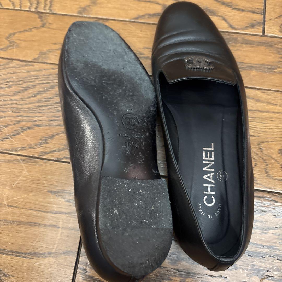 CHANEL 黒 レザー ローファー
