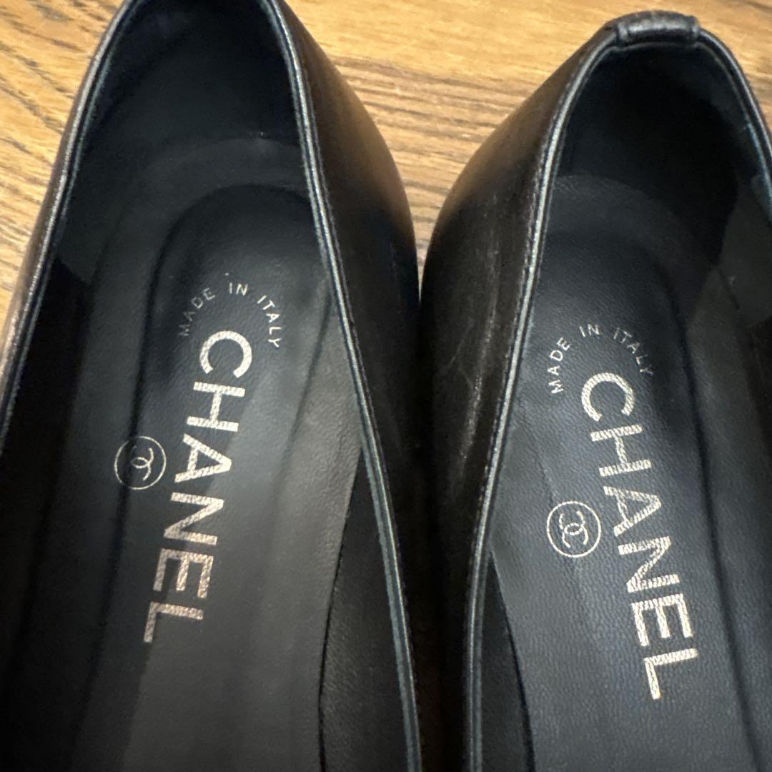 CHANEL 黒 レザー ローファー