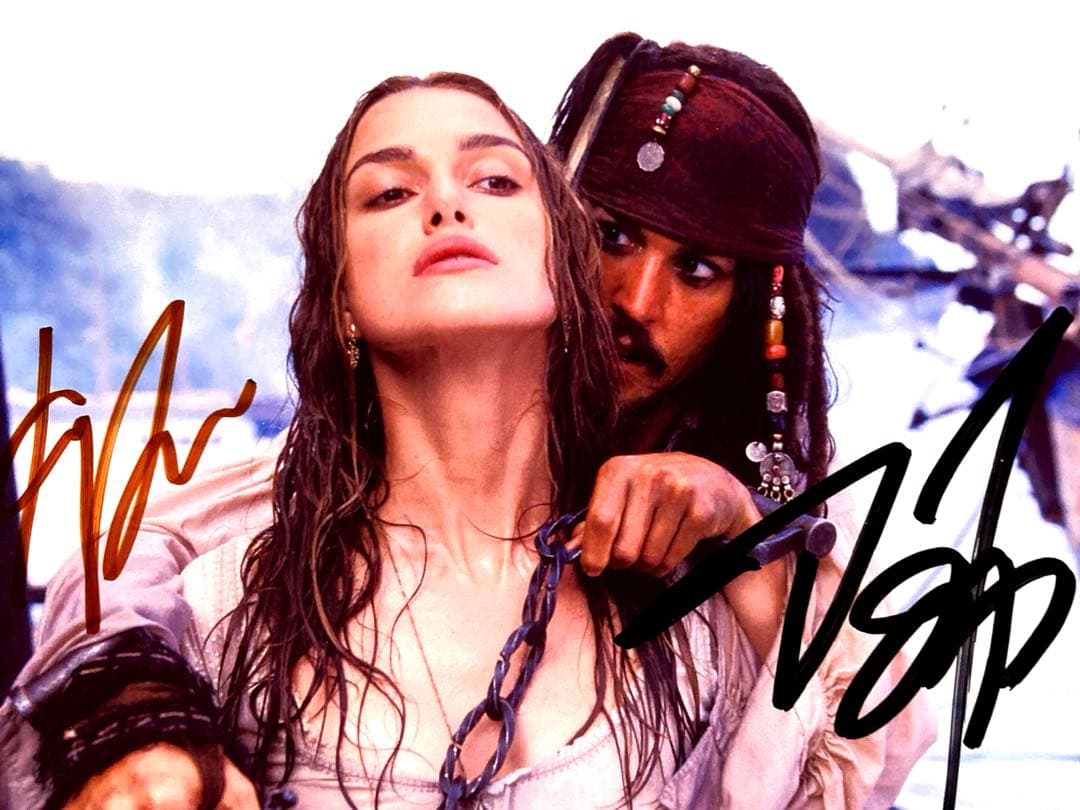 ジョニー デップとキーラナイトレイ直筆サイン入り2Lサイズ写真