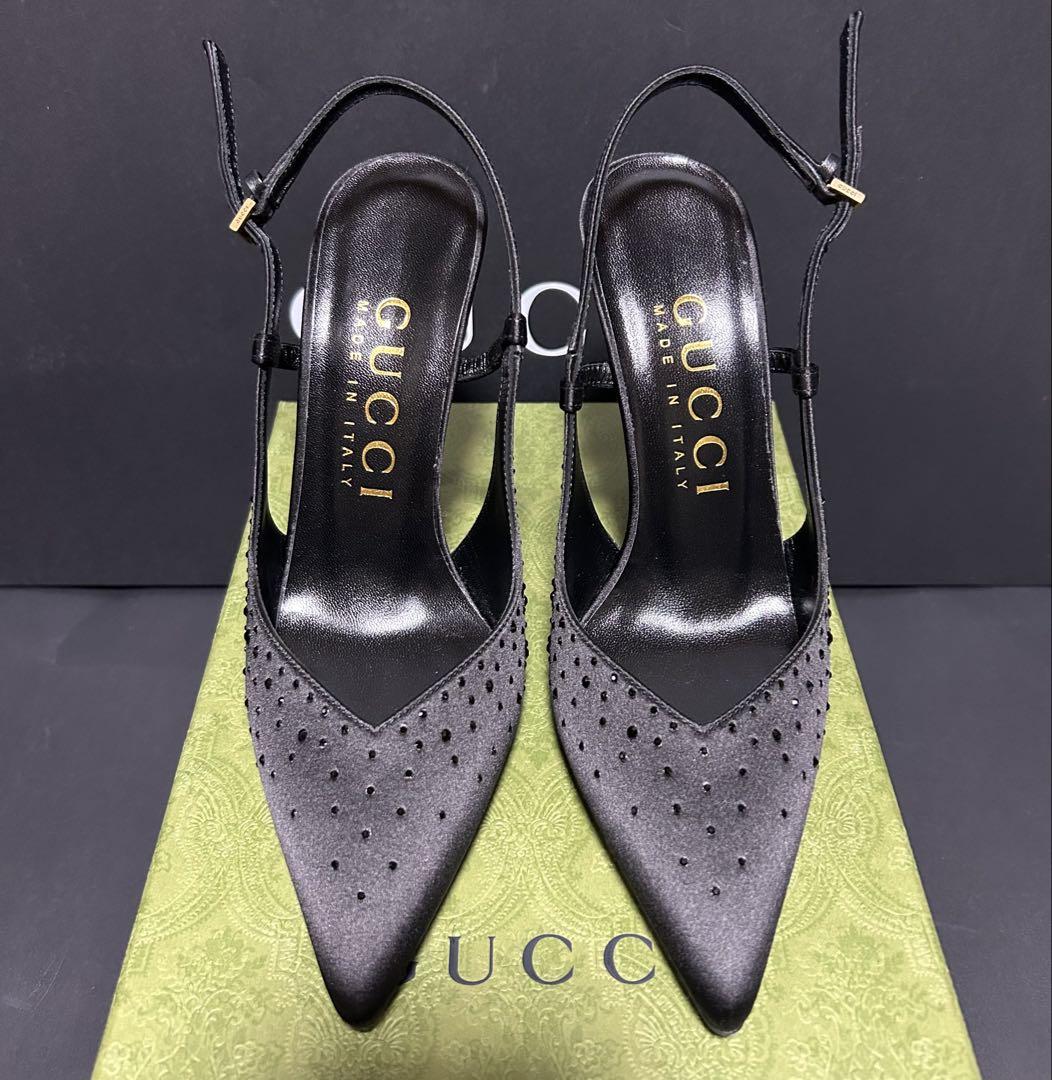 新品 GUCCI グッチ クリスタル スリングバックパンプス 75mm 37