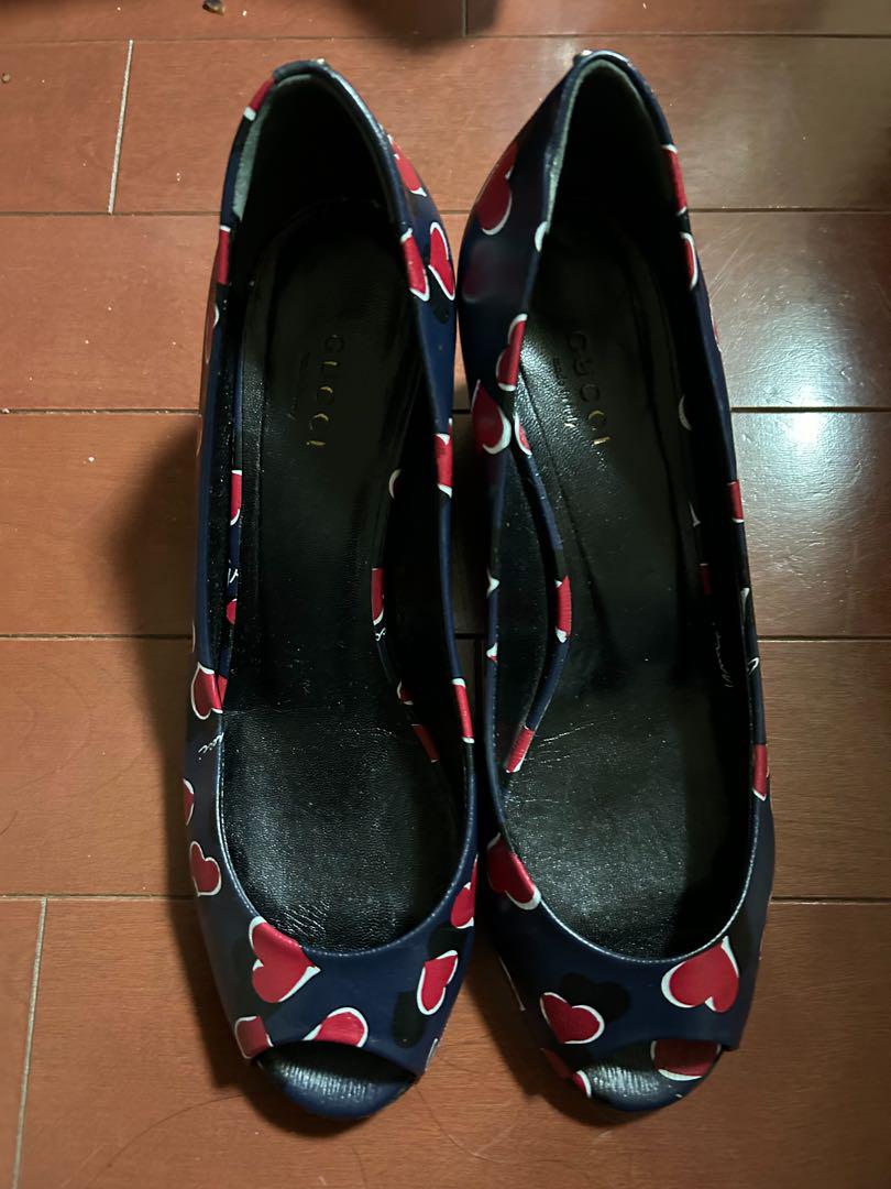 Gucci ハート柄 ネイビー ハイヒール