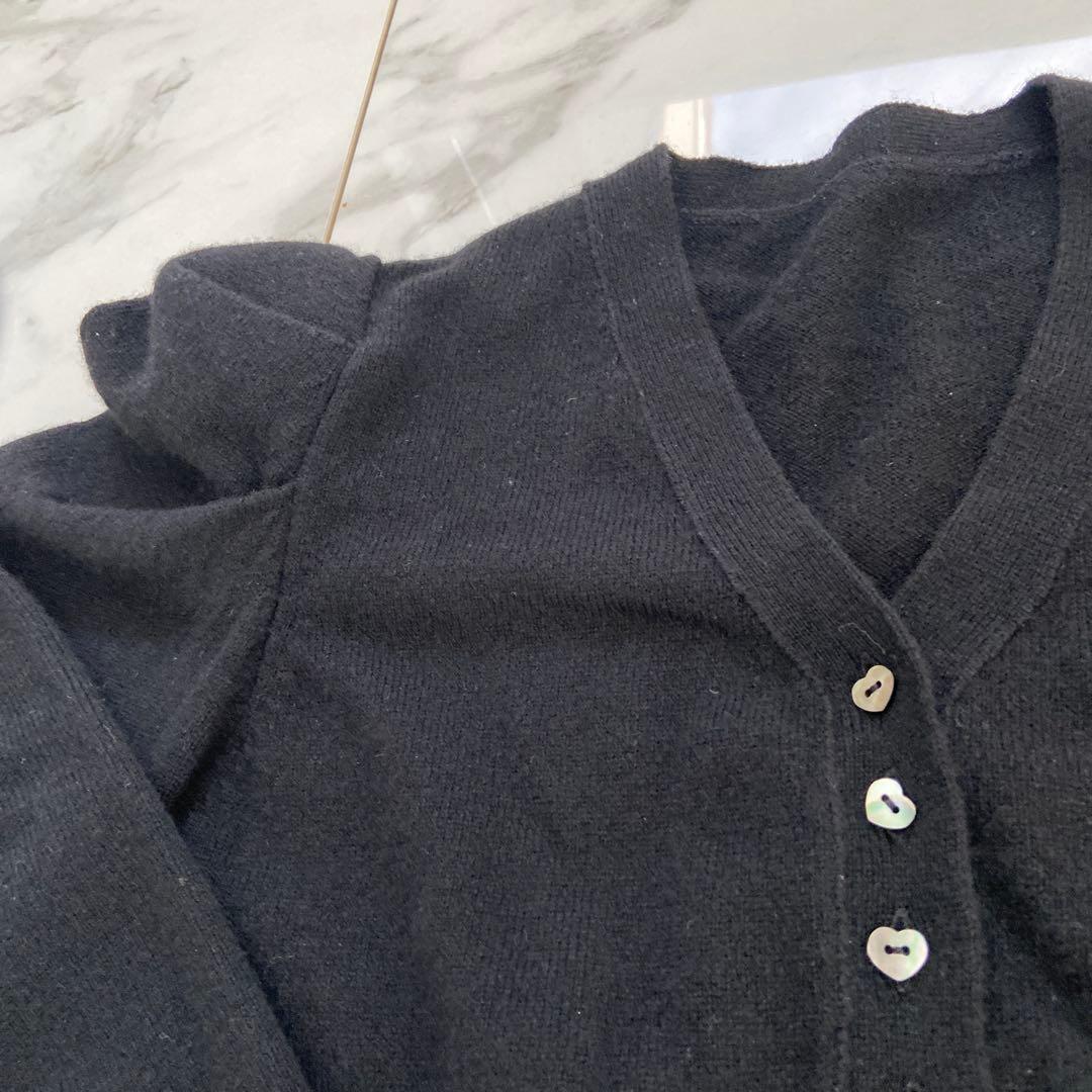 cygne シーニュ ポワンカーディガン カーディガン ハートボタン 黒 cygne シーニュ ポワンカーディガン カーディガン ハートボタン 黒