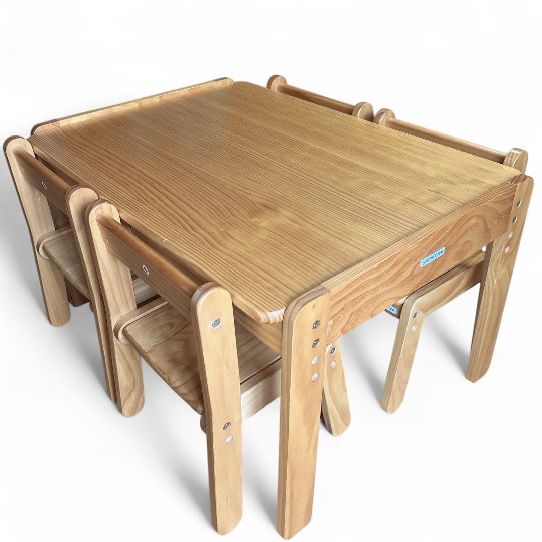 ✨良品✨大和屋 キッズデスク ノスタラージデスク・ノスタリトルチェア4脚セット