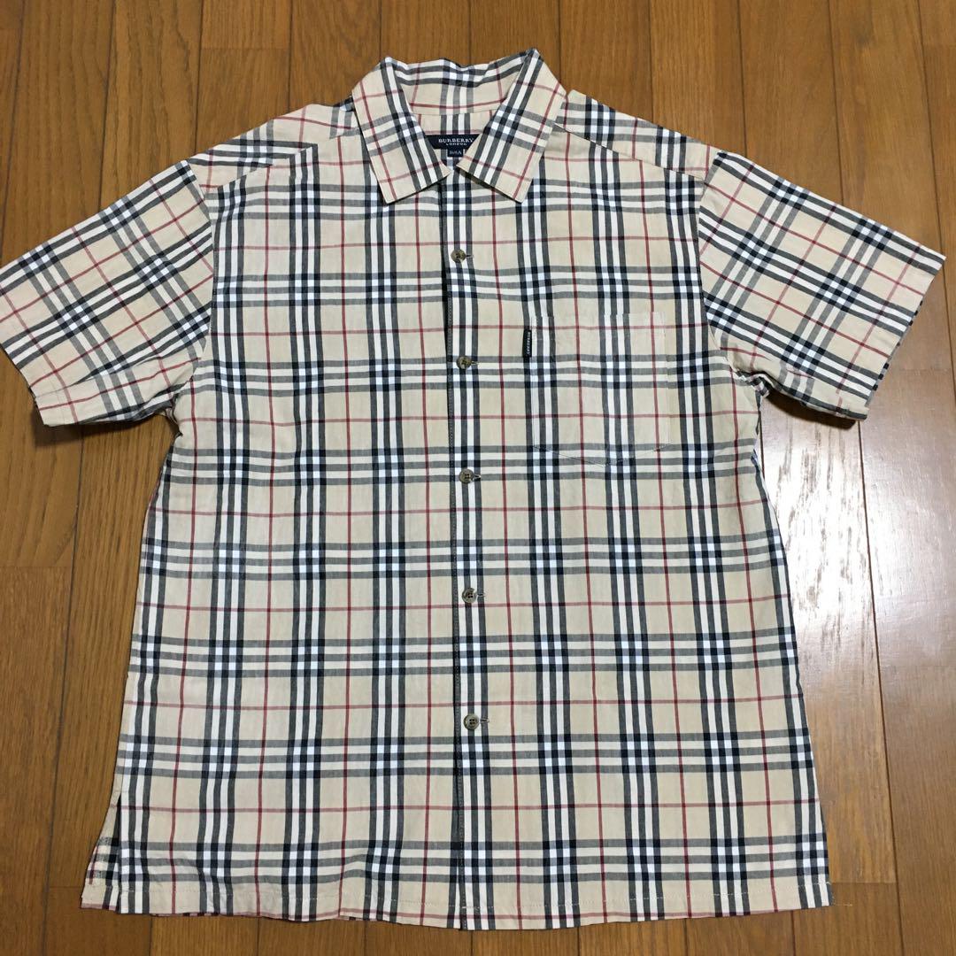 未使用★バーバリーロンドン　シャツ　半袖　160A ベージュ×チェック