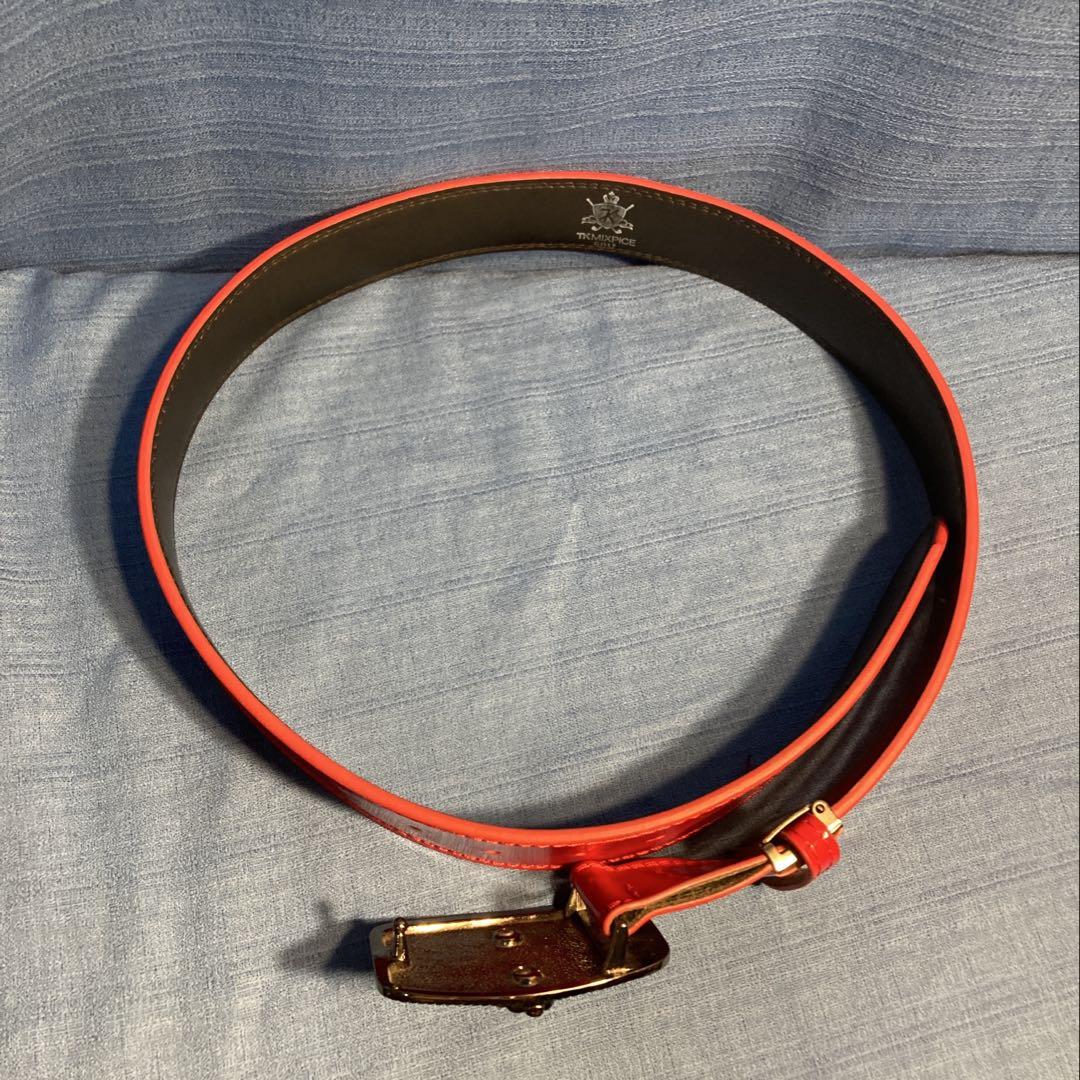 【美品】Takeo Kikuchi ゴルフ　スカルデザイン　ベルト　レッド