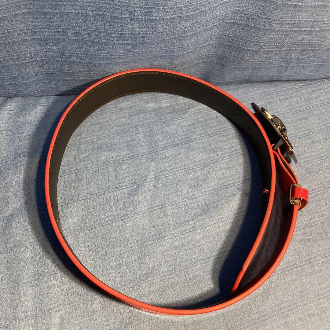 【美品】Takeo Kikuchi ゴルフ　スカルデザイン　ベルト　レッド