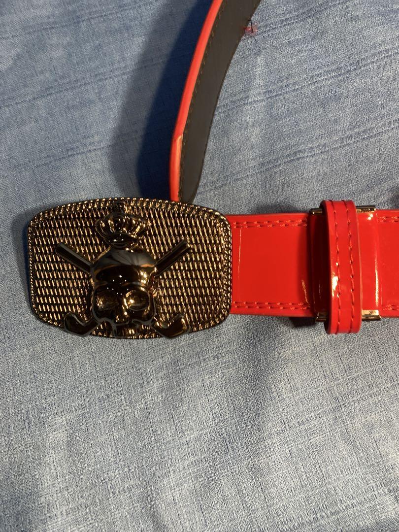 【美品】Takeo Kikuchi ゴルフ　スカルデザイン　ベルト　レッド