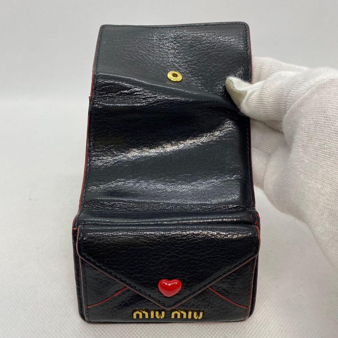 美品 ミュウミュウ 三つ折り 財布 マドラス ラブレター ハート