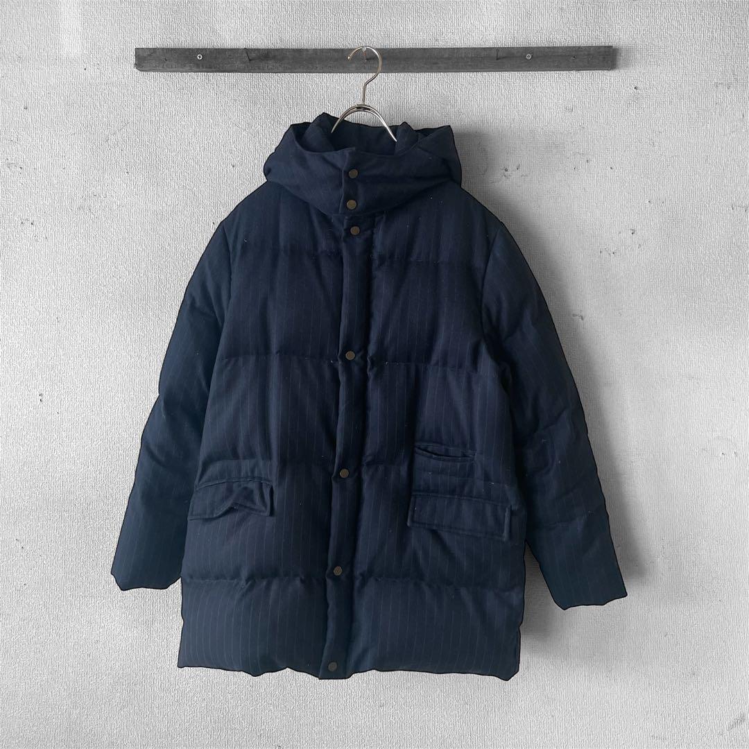 古着 レア MONCLER モンクレール ピンストライプ ウール 青タグ パリス