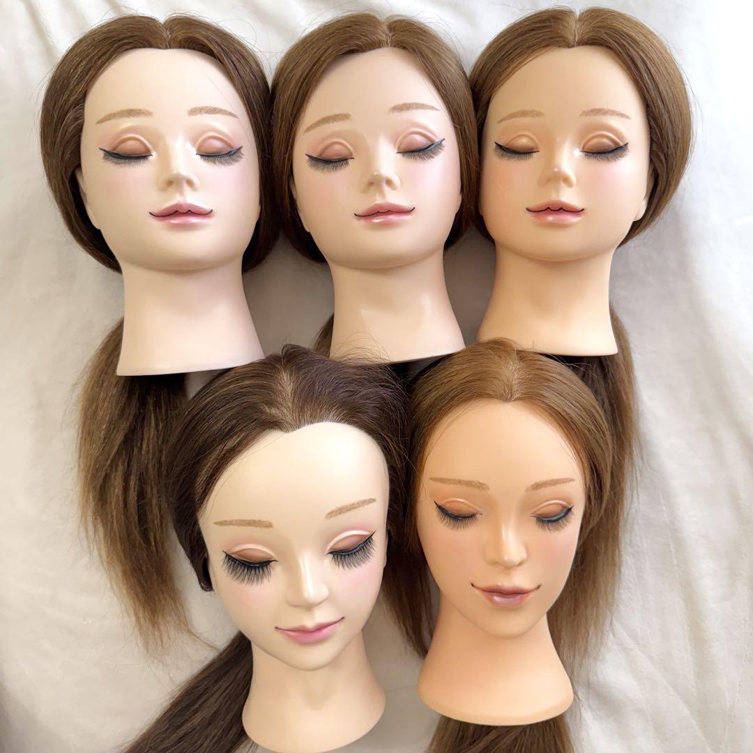 人毛ロングウィッグ ブラウン　カットウィッグ 茶髪 ヘアアレンジ 人毛 マネキン