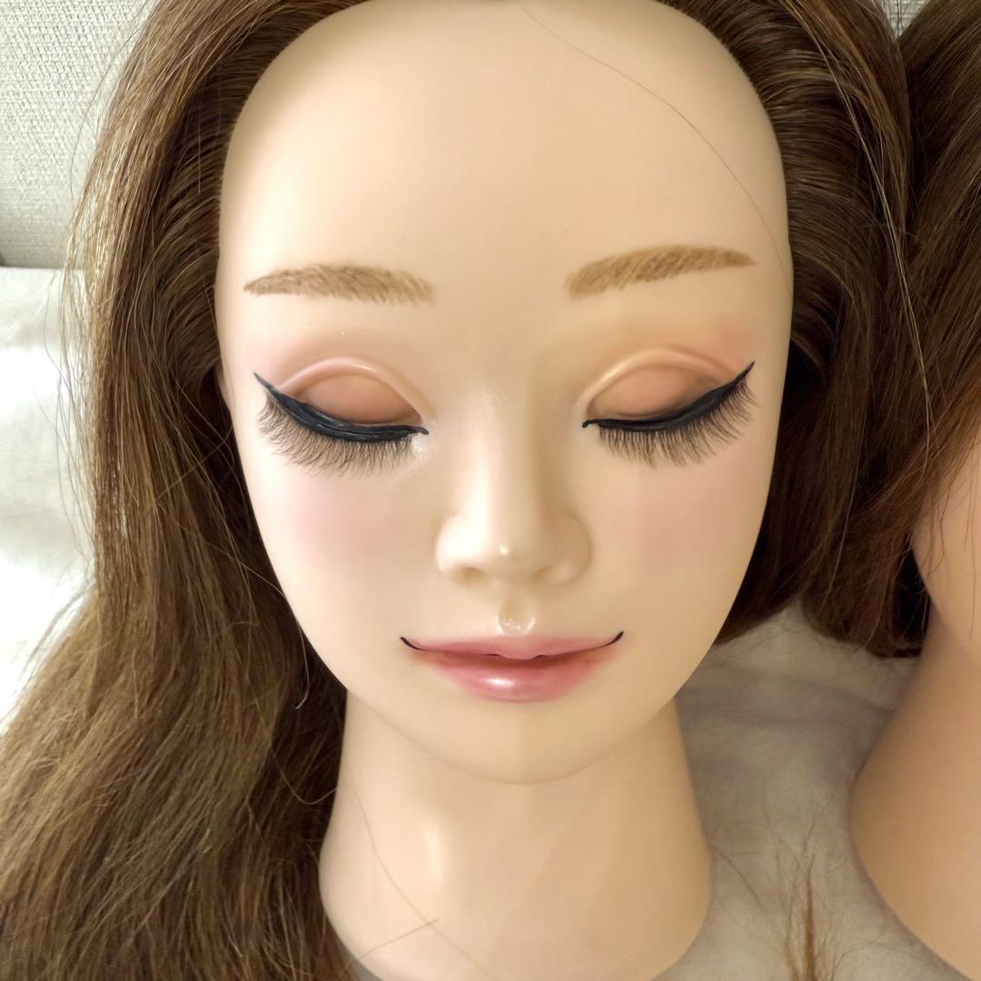 人毛ロングウィッグ ブラウン　カットウィッグ 茶髪 ヘアアレンジ 人毛 マネキン