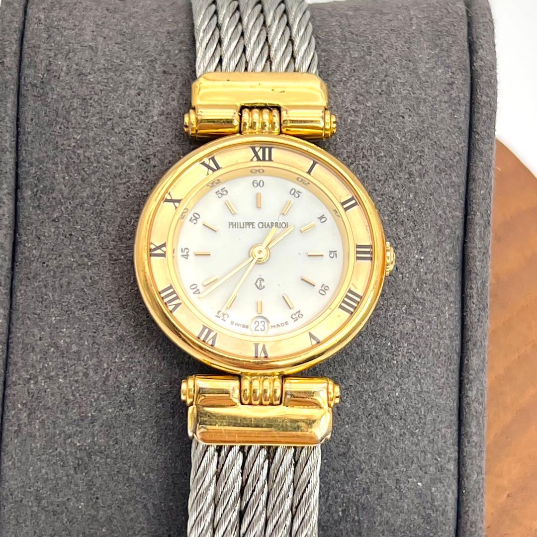 美品✨　フィリップ・シャリオール ケルティック　ゴールド　腕時計　ローマン　QZ
