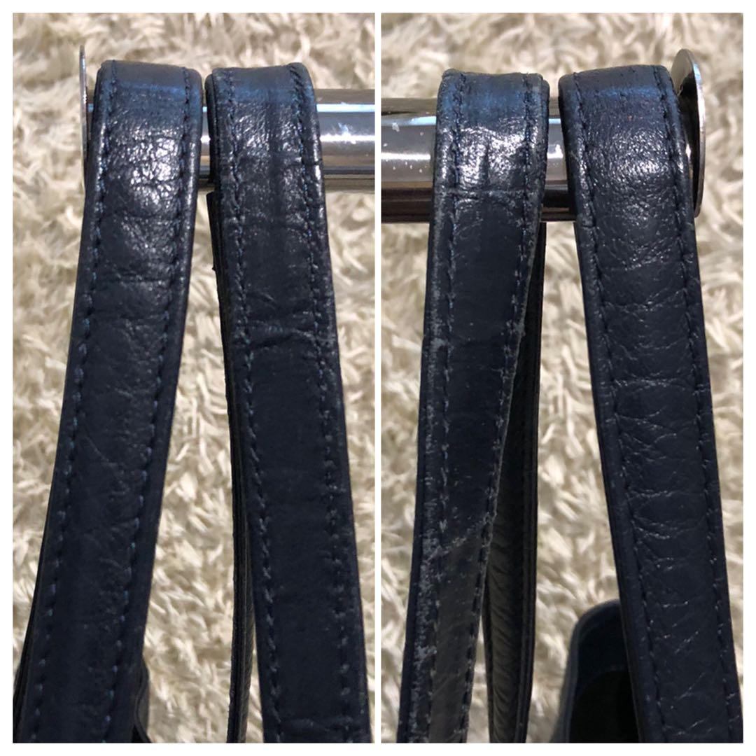 スロウ×ルイス レザー トートバッグ ダークネイビー メン