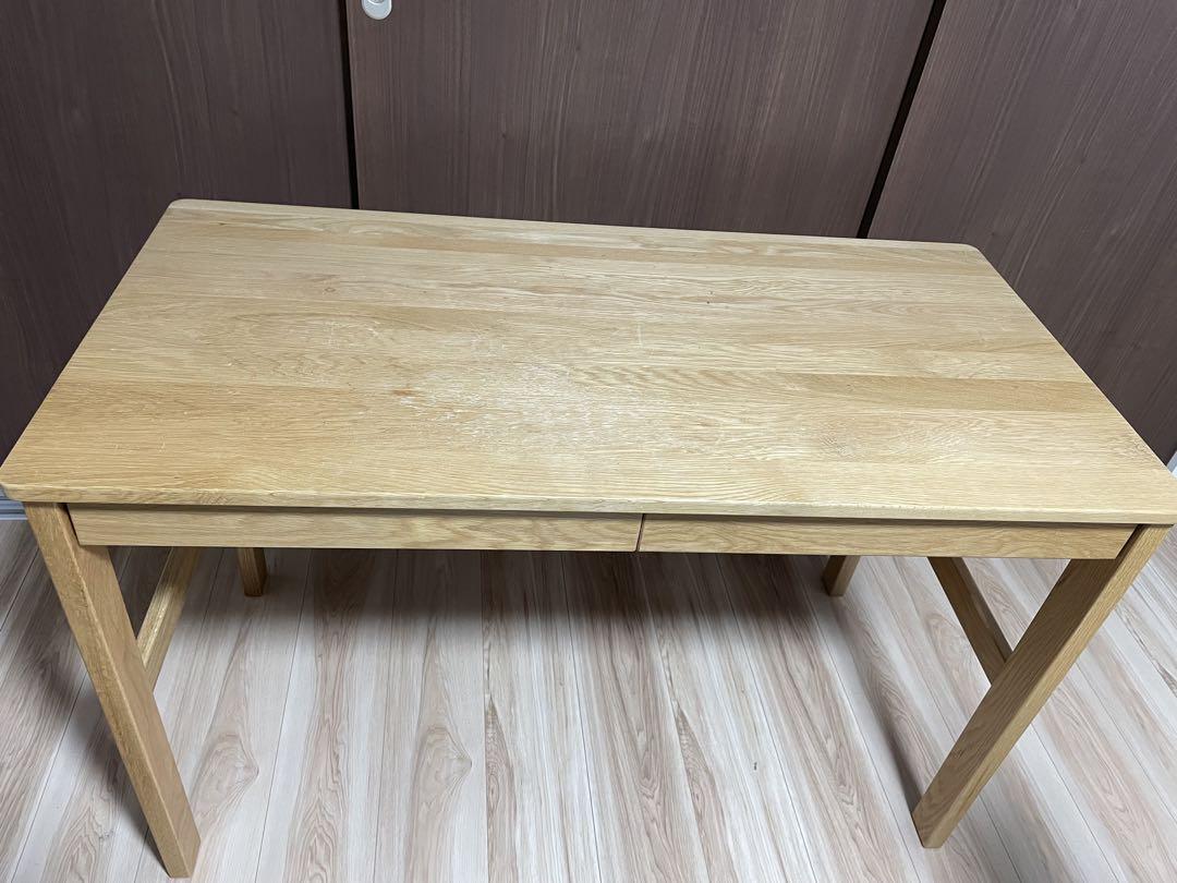無印良品 オーク無垢材デスク（引出・足元棚付）