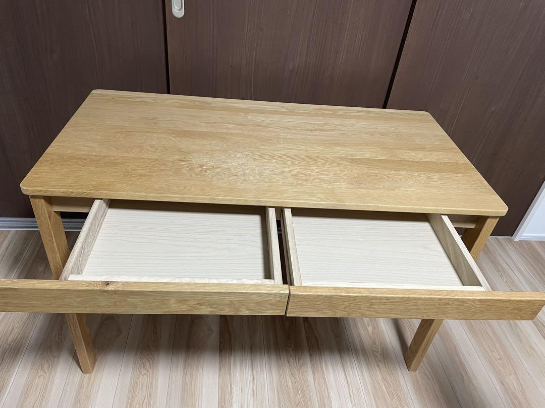 無印良品 オーク無垢材デスク（引出・足元棚付）