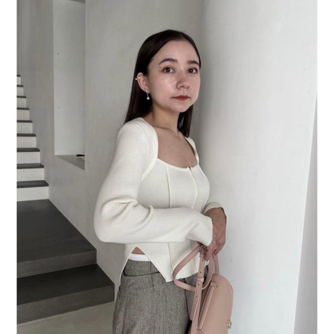 snidel スクエアデザインリブニット