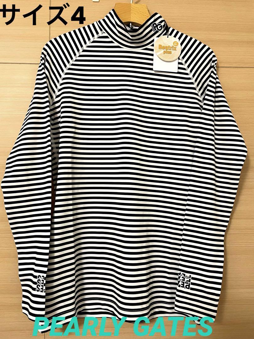 【新品タグ付】PEARLY GATES ⛳️ストライプネックシャツ サイズ4