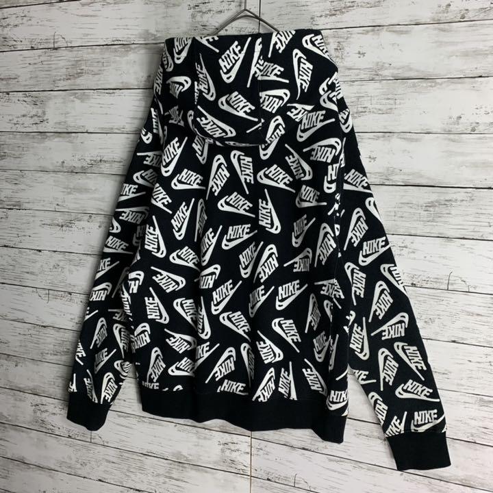 即完売モデル】NIKE パーカー 総柄 ワンポイント刺繍ロゴ 希少 入手 ...