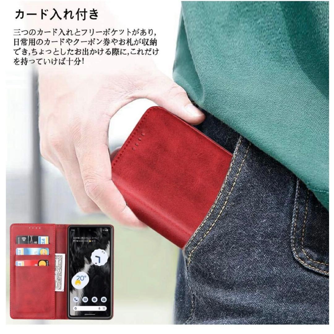 Google pixel 7A ケース 手帳型 適用濃いレッド Google pixel 7A ケース 手帳型 適用濃いレッド