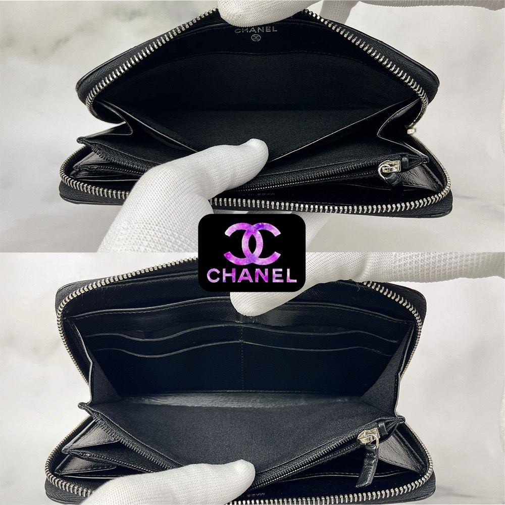 超極美品 CHANEL マトラッセ ラウンドファスナー 長財布