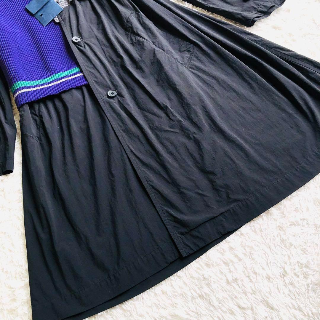定価17万✨新品 カラー 21ssドッキングコート ニット 現行 ブラック L