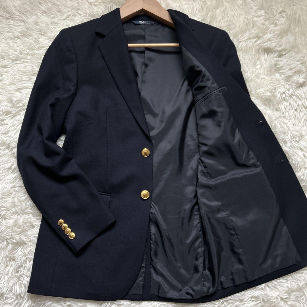 RALPH LAUREN ポロバイラルフローレン 金ボタン 紺 ブレザー 美品ポロバイラルフローレン ブレザー 紺ブレ 金ボタン 2B